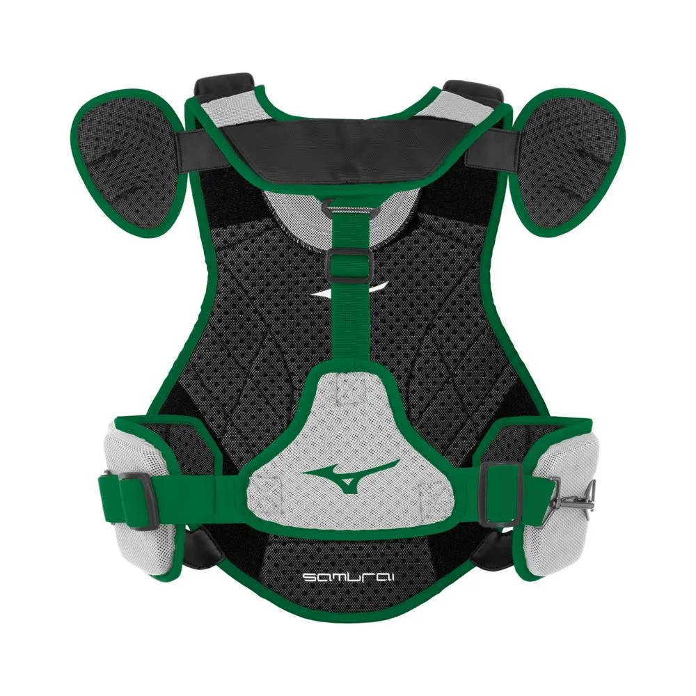 Mizuno Samurai Adult Catchers Chest Protector - 15" - Black / Green