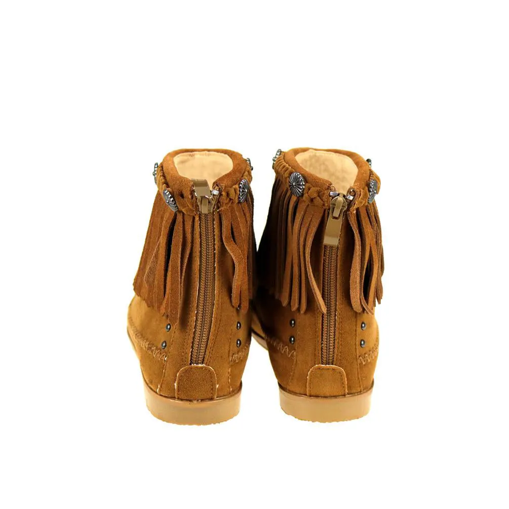 Montana West Fringe Trim Western Booties