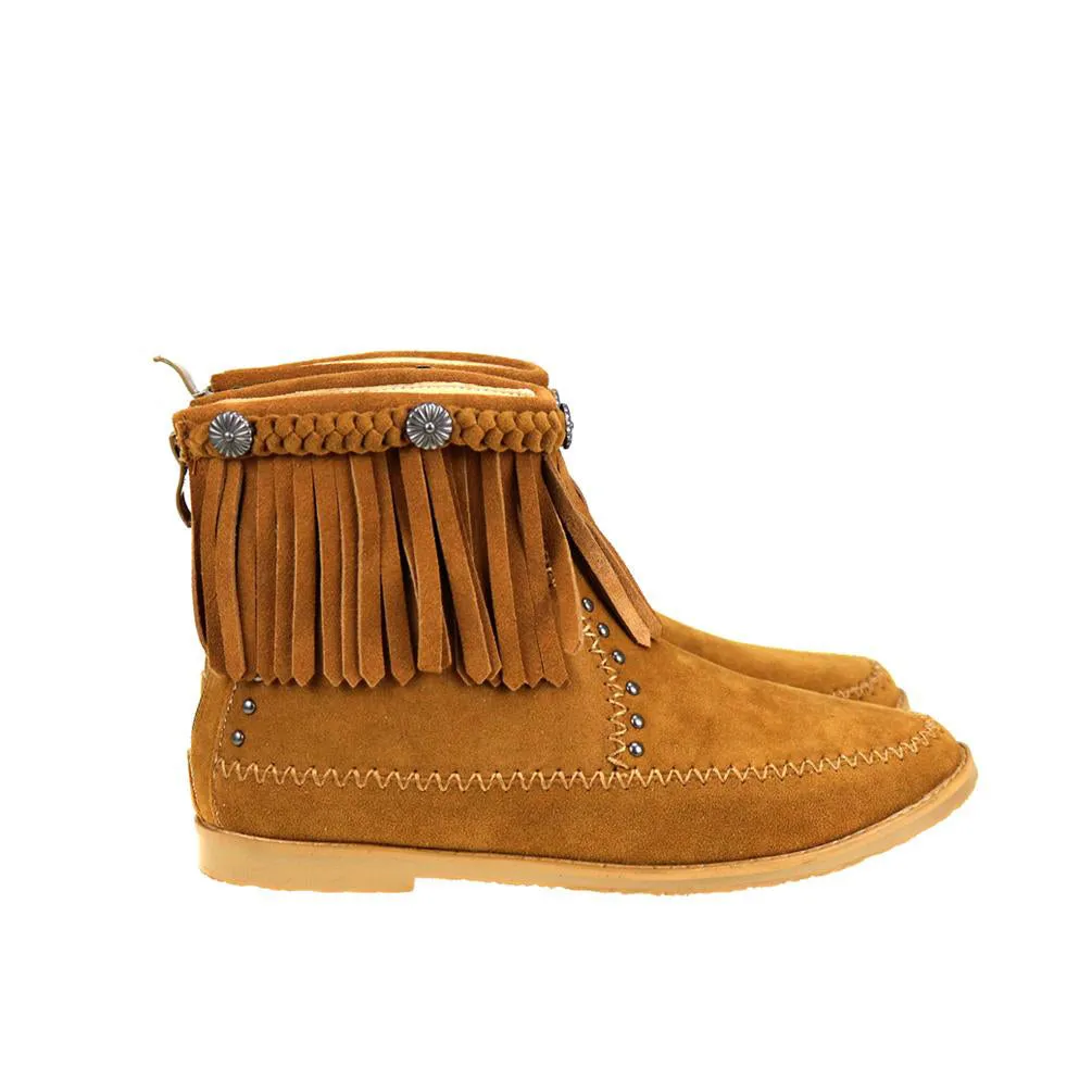 Montana West Fringe Trim Western Booties