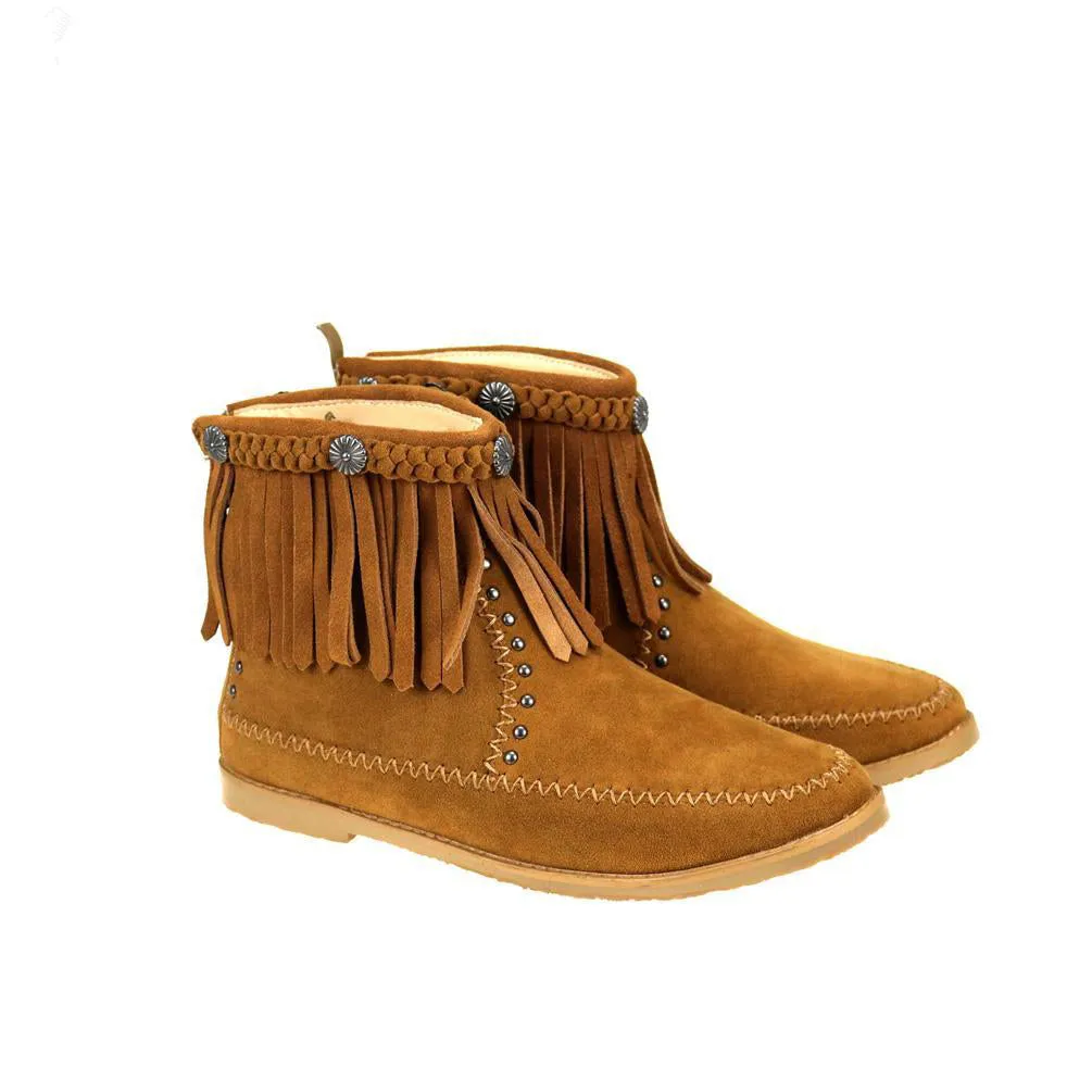 Montana West Fringe Trim Western Booties