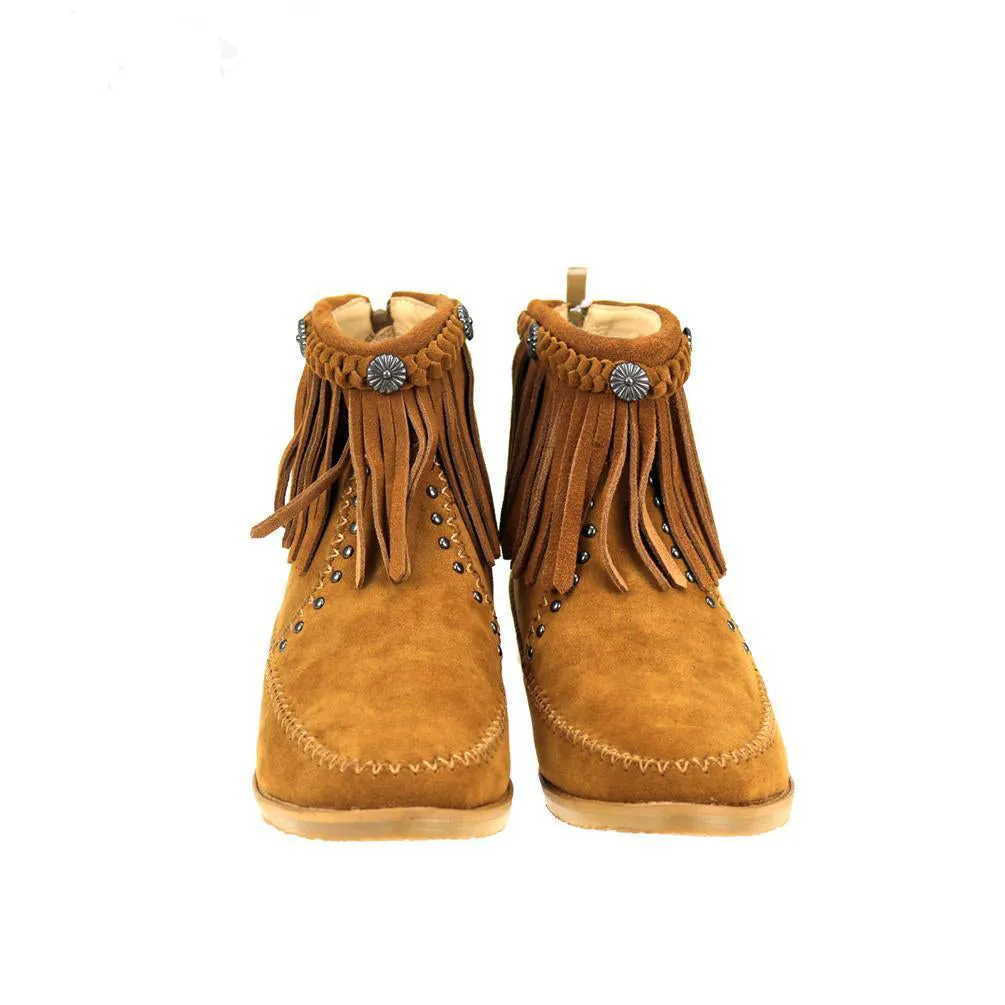 Montana West Fringe Trim Western Booties