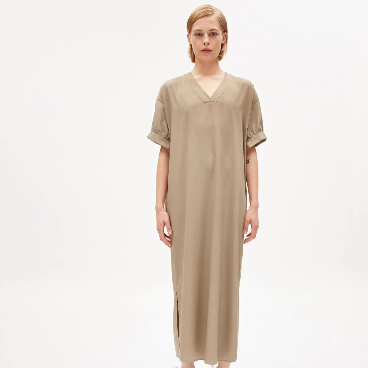 Nerisaa Light Desert Short Sleeve Maxi Dress In Tencel Sizes L & XL