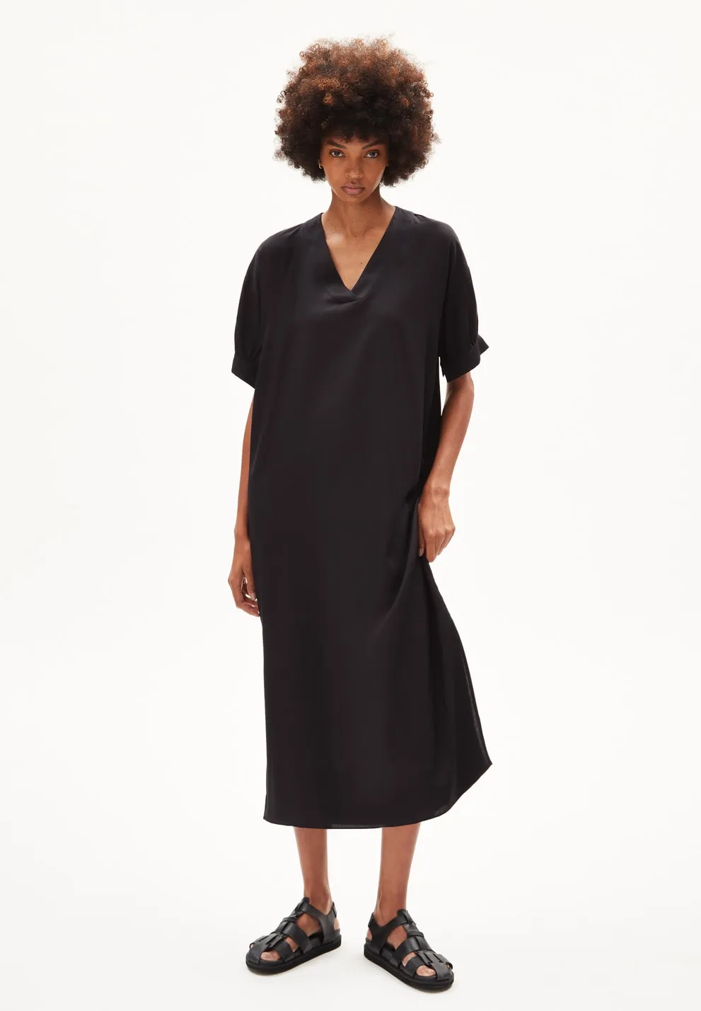 Nerisaa Light Desert Short Sleeve Maxi Dress In Tencel Sizes L & XL