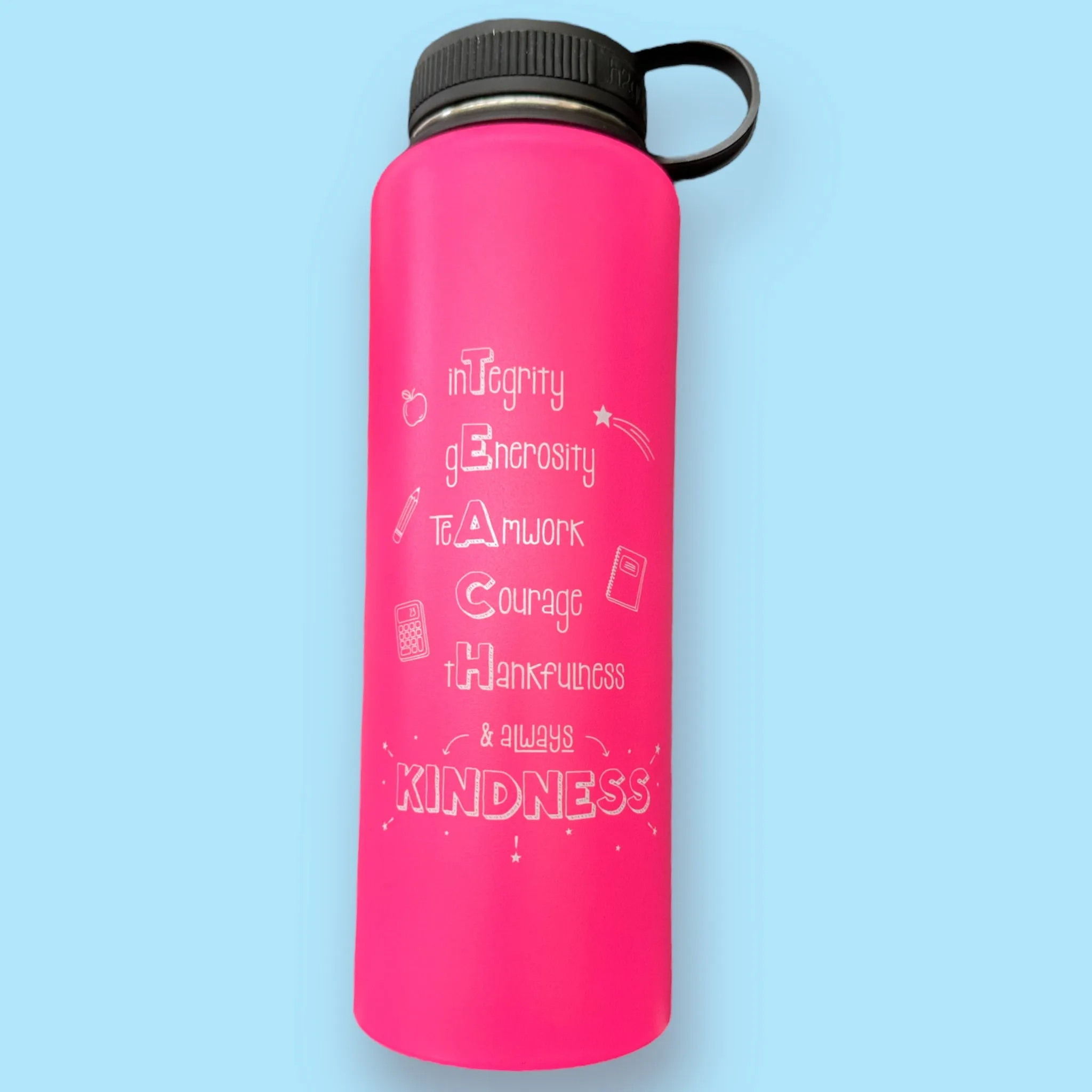 Pink 40 oz Steel Bottle - TEACH Kindness