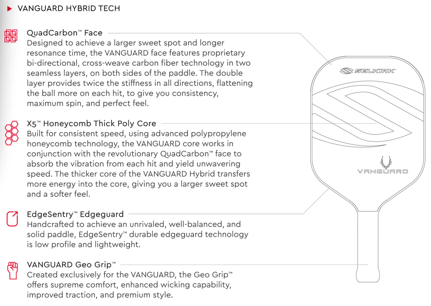 Selkirk Vanguard Hybrid Epic Lightweight Pickleball Paddle [Electrify]