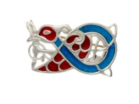 St Justin Pewter Celtic Bird Enamelled Brooch