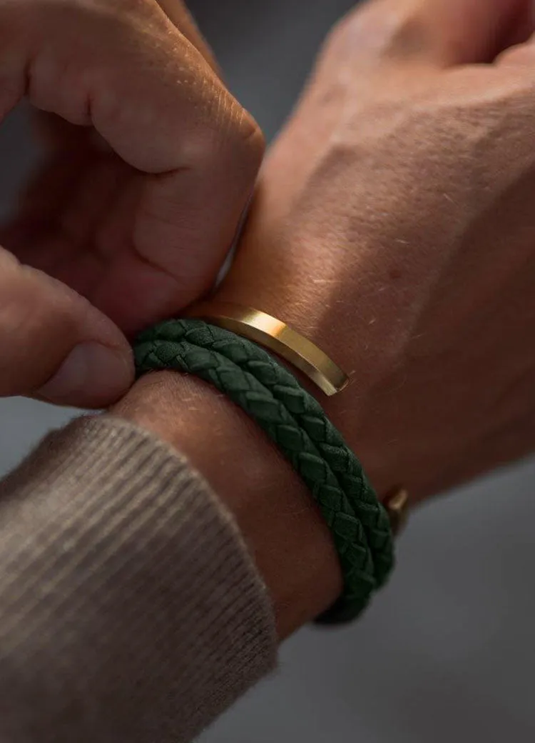 Suede Bracelet | Dark Green | Silver