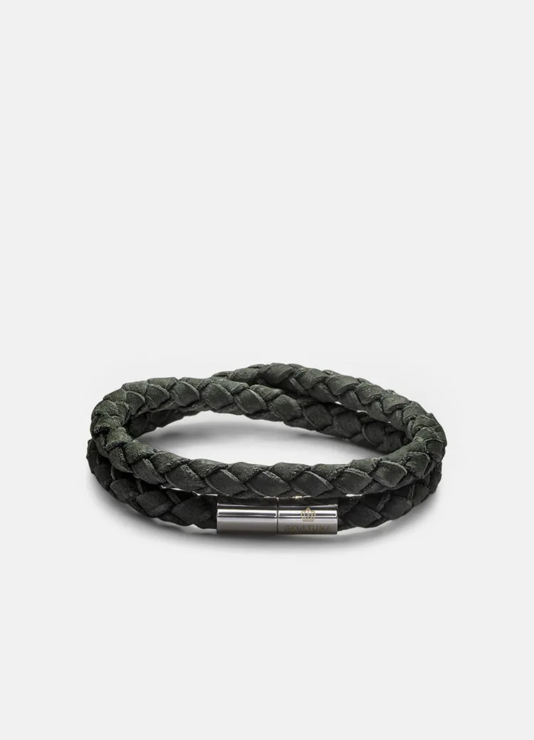 Suede Bracelet | Dark Green | Silver