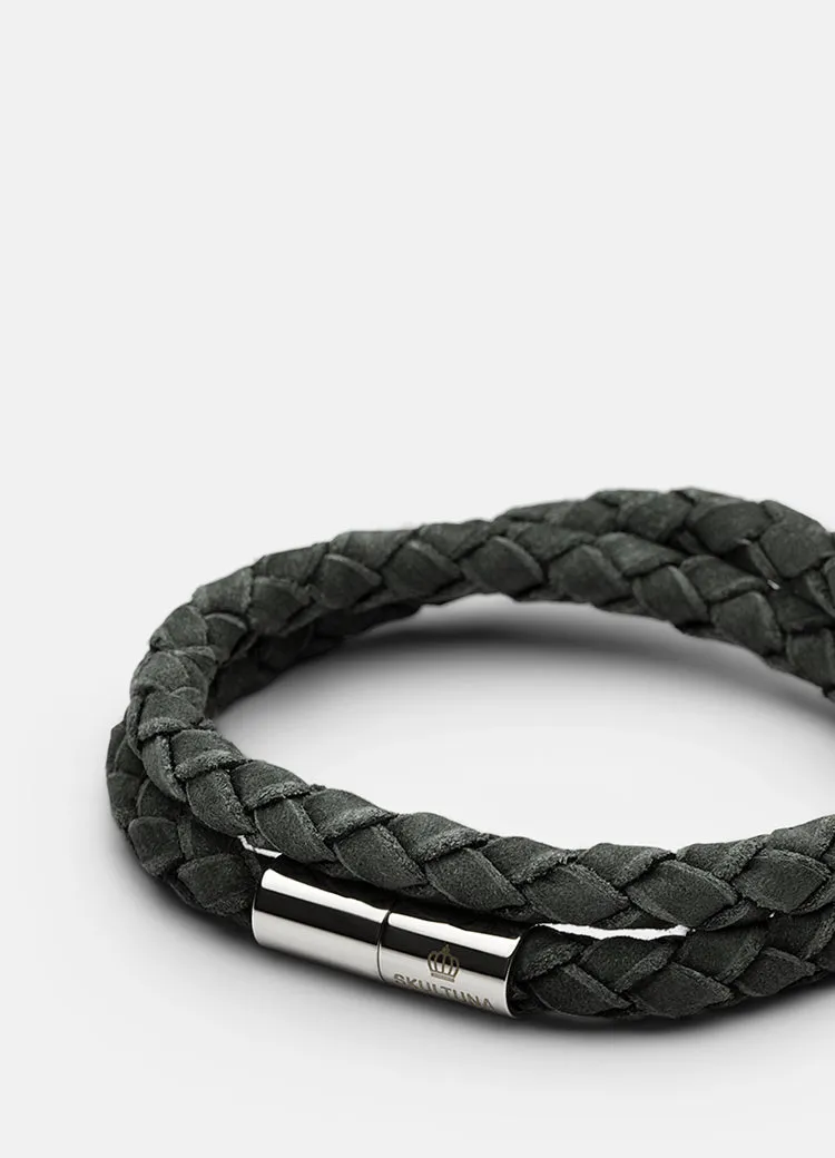 Suede Bracelet | Dark Green | Silver