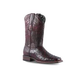 Texas Country Western Boot Ostrich Black Cherry E01