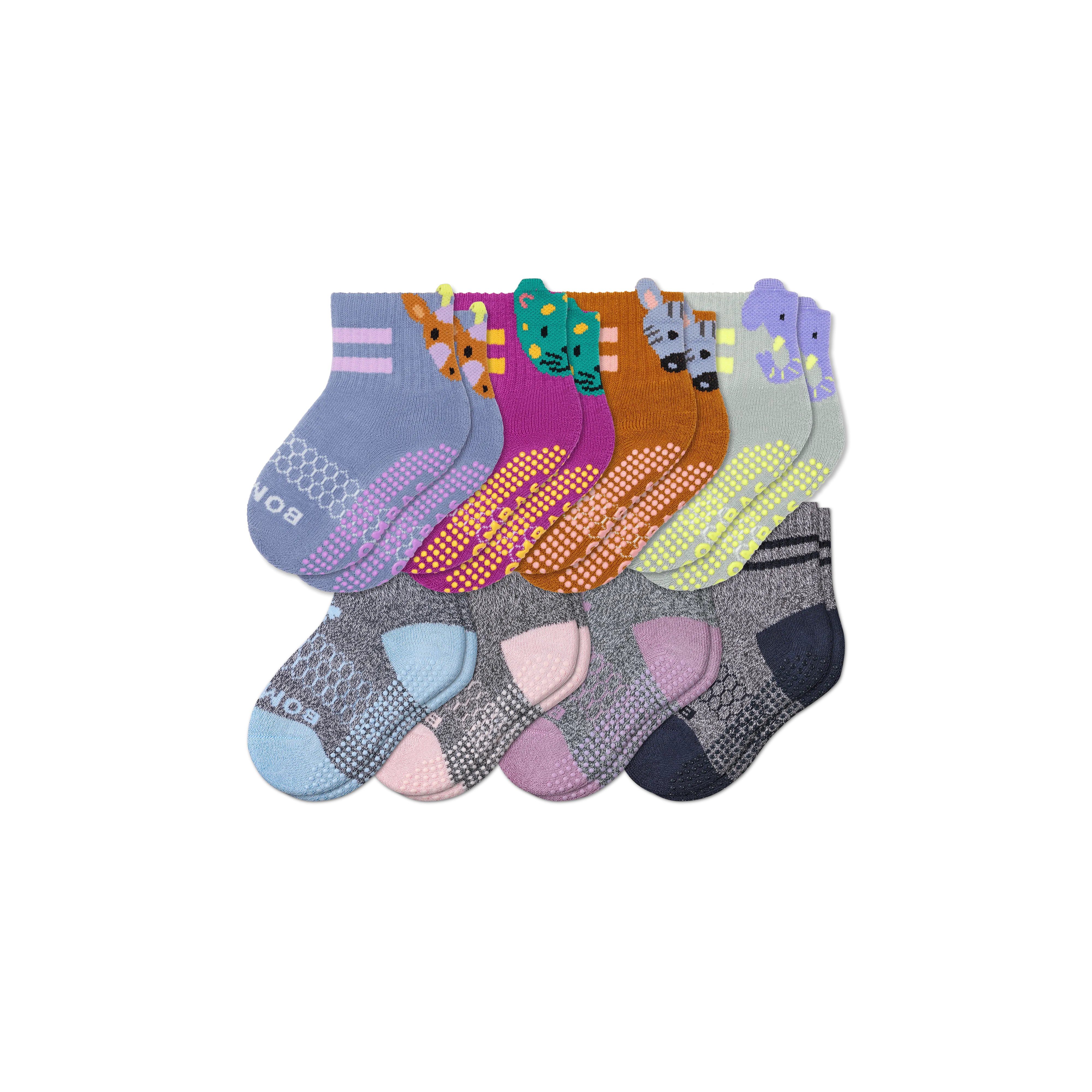 Toddler Gripper Calf Sock 8-Pack